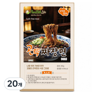 pure Bite Lite 밀키트 곤약 짜장면 2인분, 280g, 20개
