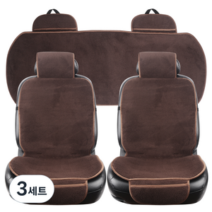 지엠지모터스 후리스 한대분 차량용 시트커버 운전석 + 보조석 + 뒷좌석 세트, 브라운, 3세트