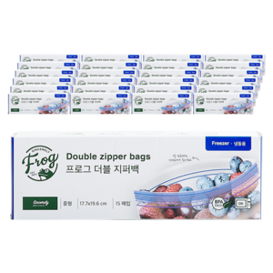 프로그 더블 지퍼백 냉동용, 중(M), 15개입, 25개