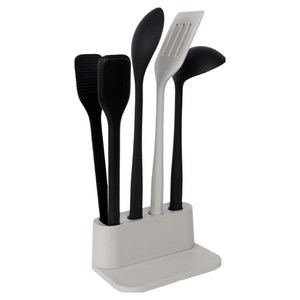 도루코 헤리콘 키친툴 세트, 블랙(집게, 요리스푼, 국자), 라이트그레이(뒤지개, 키친툴), 1세트, 집게 + 국자 + 요리스푼 + 뒤지개 + 거치대