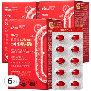 이너랩 레드 알티지 오메가3 장용성, 60정, 6개