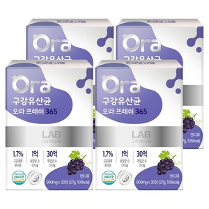 랩온랩 정품 구강유산균 오라프레쉬 365 27g, 30정, 4개
