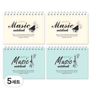 미소로 2500 음악 레슨 노트 2494 2종 x 2p 세트, 옐로우, 민트, 5세트