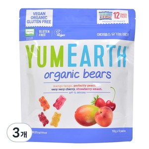 야미얼스 유기농 베어 젤리, 237.6g, 혼합맛(망고/복숭아/체리/딸기), 3개