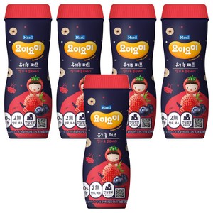 요미요미 유기농 퍼프, 혼합맛(딸기/블루베리), 42g, 5개