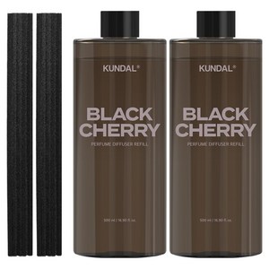 쿤달 퍼퓸 디퓨저 리필 2개+섬유스틱 14개입, 블랙체리, 500ml, 1개