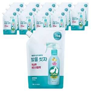 온더바디 코튼풋 발을 씻자 풋샴푸 레몬민트향 에코 리필팩, 1개입, 15개, 500ml