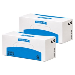 이너홈 니트릴장갑 100p, 블랙, S, 2개