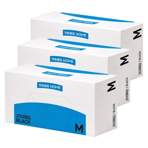 이너홈 무분말타입 니트릴 장갑 200p, 블랙, 중(M), 3개