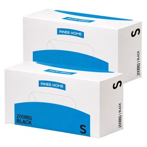 이너홈 니트릴 장갑 무분말타입 200p, 블랙, 소(S), 2개