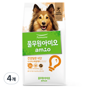 풀무원아미오 강아지 건강담은 식단 기능성 사료, 시니어, 1.8kg, 4개
