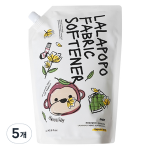 케이맘 유아용 랄라포포 섬유유연제 목련향 리필, 1.3L, 5개