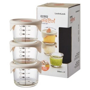 락앤락 바로한끼 이유식 원형 보관용기, 230ml, 라이트핑크, 3개
