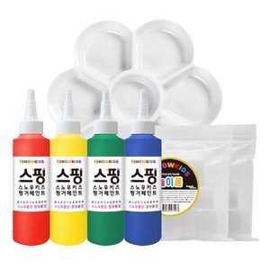 스노우키즈 감성물감 140ml 4종 + 백토팔레트 + 놀이폼 2p 세트, 4색