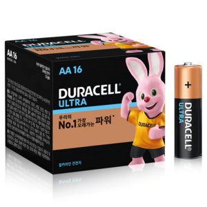 듀라셀 울트라 알카라인 AA건전지 보관박스팩, 16개입, 1개 골드박스 특가