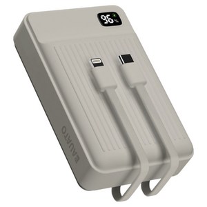 바우아토 포켓쉴 고속 입출력 케이블 일체형 미니 대용량 보조배터리 20000mAh C타입 애플8핀 PD 22.5W, 멜란지그레이 골드박스 특가