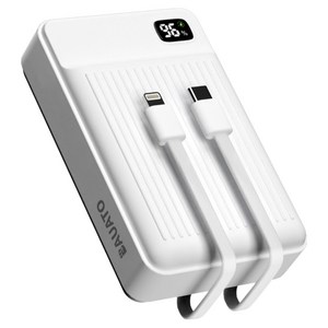 바우아토 포켓쉴 고속 입출력 케이블 일체형 미니 대용량 보조배터리 20000mAh C타입 애플8핀 PD 22.5W, 화이트