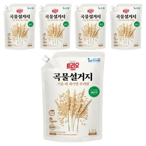 트리오 곡물설거지 우리밀 주방세제 리필, 1.2L, 5개