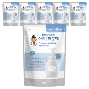 아이깨끗해 프리미엄 모이스처 폼 핸드솝 힐링코튼 리필, 400ml, 6개