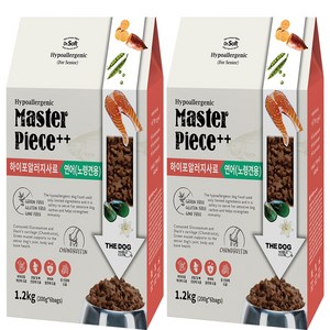 더독 노령견용 닥터소프트 명작 하이포알러지 소프트사료, 연어, 1.2kg, 2개