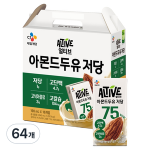 얼티브 고단백 저당 아몬드두유, 64개, 190ml