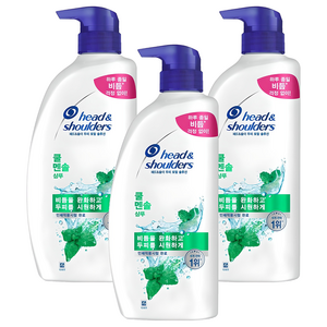 헤드앤숄더 두피 토탈 솔루션 쿨 멘솔 샴푸, 850ml, 3개