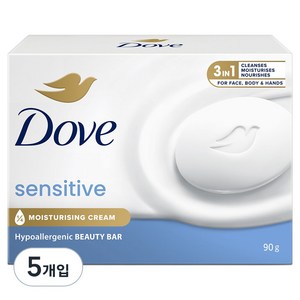 도브 센스티브 뷰티 바 클렌징 비누, 90g, 5개입