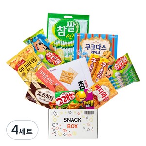 사무실 과자세트 스낵 15입 세트 2호 (쵸코하임 + 버터와플 + 참크래커 + 허니버터칩 + 구운감자 2p + 참쌀선과 + 초코홈런볼 + 초코홈런볼4번들 + 고래밥 볶음양념맛 + 쿠크다스 케이크 + 크라운산도 딸기), 4세트, 11종