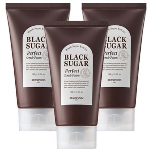 스킨푸드 블랙슈가 퍼펙트 스크럽 폼, 180g, 3개