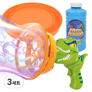 오즈토이 듀얼 버블건 이중 비눗방울 머신 세트, 공룡 초록, 3세트