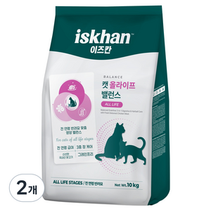 이즈칸 캣 올라이프 밸런스 기능성 사료, 10kg, 2개, 헤어볼+장건강