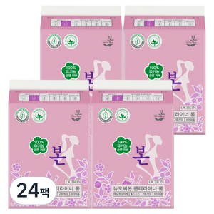유기농본 순면 울트라슬림 팬티라이너, 롱, 24세트, 28개입