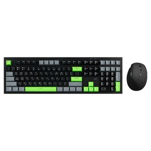 지클릭커 오피스프로 사일런스 M RGB 무소음 블루투스 108 무선 키보드 마우스 세트, 일반형, Poker Green, WMK600
