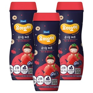 요미요미 유기농 퍼프, 42g, 3개, 혼합맛(딸기/블루베리)