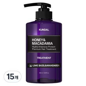 쿤달 허니 앤 마카다미아 트리트먼트 라임바질앤만다린향, 15개, 500ml