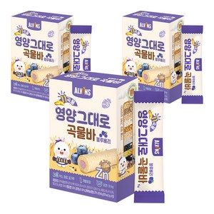 엘빈즈 11곡물 영양그대로 곡물바, 블루베리맛, 40g, 3개