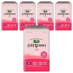 디펜드 여성용 스타일 라이너 무향, 롱, 28개입, 5개