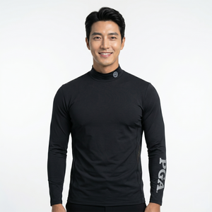 PGA투어 남성용 목폴라 베이스 레이어 PGAM-60, 블랙, 1개