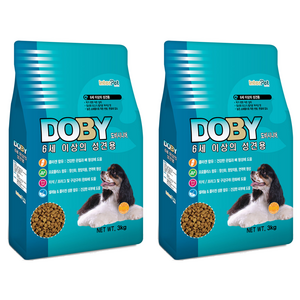 인터펫코리아 시니어 강아지 도비 건식사료, 닭, 3kg, 2개