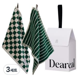 디어리얼 게스트 핸드타올 2종 + 선물포장 세트, 숲숲체크, 숲숲딥라인, 3세트
