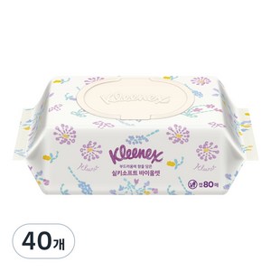 크리넥스 실키소프트 바이올렛 캡형, 43g, 80매, 40개
