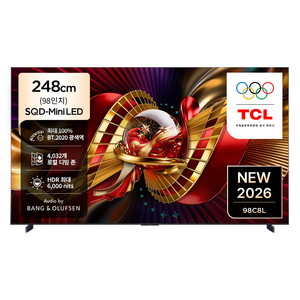 TCL 4K UHD Mini LED 프리미엄 SQD GoogleTV, 98C8L, 방문설치, 벽걸이형, 248cm(98인치)