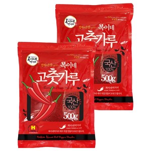 복이네먹거리 국산 고춧가루 김치용 보통맛, 500g, 2개
