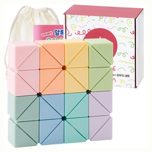 아띠래빗 알록달록 유아 블록 32pcs + 파우치세트, 파스텔, 1세트