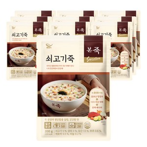 본죽 파우치형 쇠고기죽, 200g, 10개