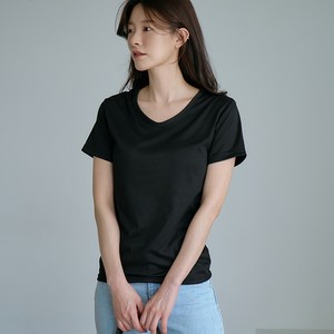 구디프 여성용 심플 브이넥 반팔 티셔츠