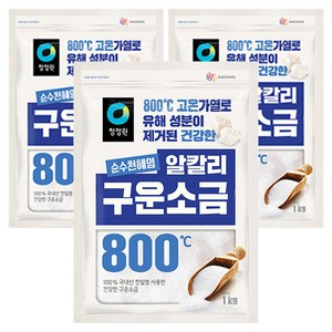청정원 순수천혜염 알칼리 구운소금, 1kg, 3개