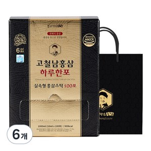 고철남홍삼 하루한포 홍삼스틱, 100회분, 6개