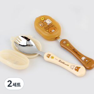 리락쿠마 편한 포카락 2p 해피, 브라운 + 아이보리, 스푼 2종, 2세트