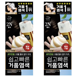 미쟝센 쉽고 빠른 거품 새치전용 염모제, 2N흑색, 2개